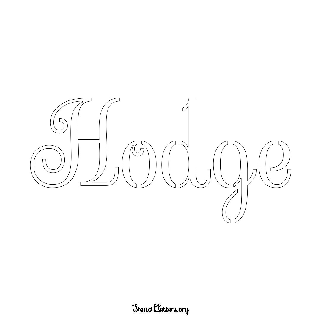 Hodge name stencil in Ornamental Cursive Lettering