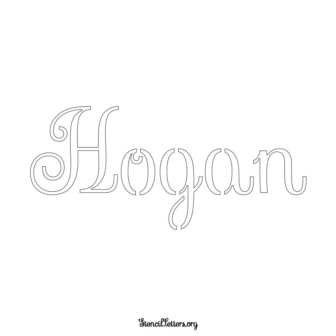 Hogan name stencil in Ornamental Cursive Lettering