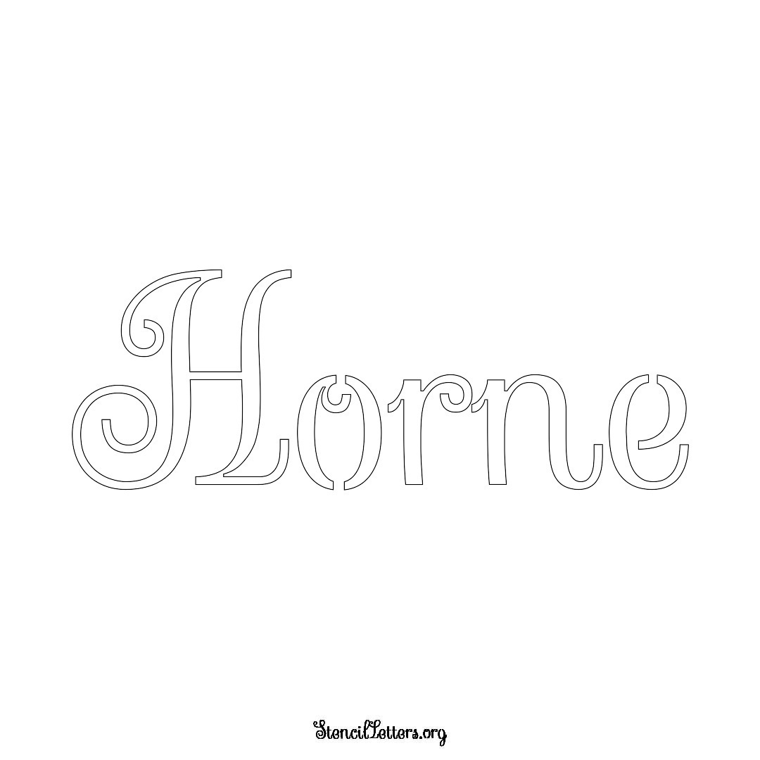 Horne name stencil in Ornamental Cursive Lettering