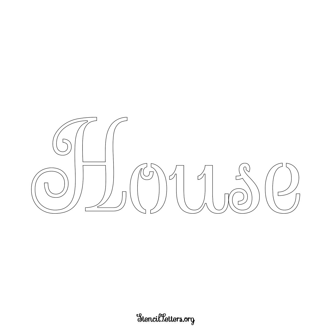 House name stencil in Ornamental Cursive Lettering