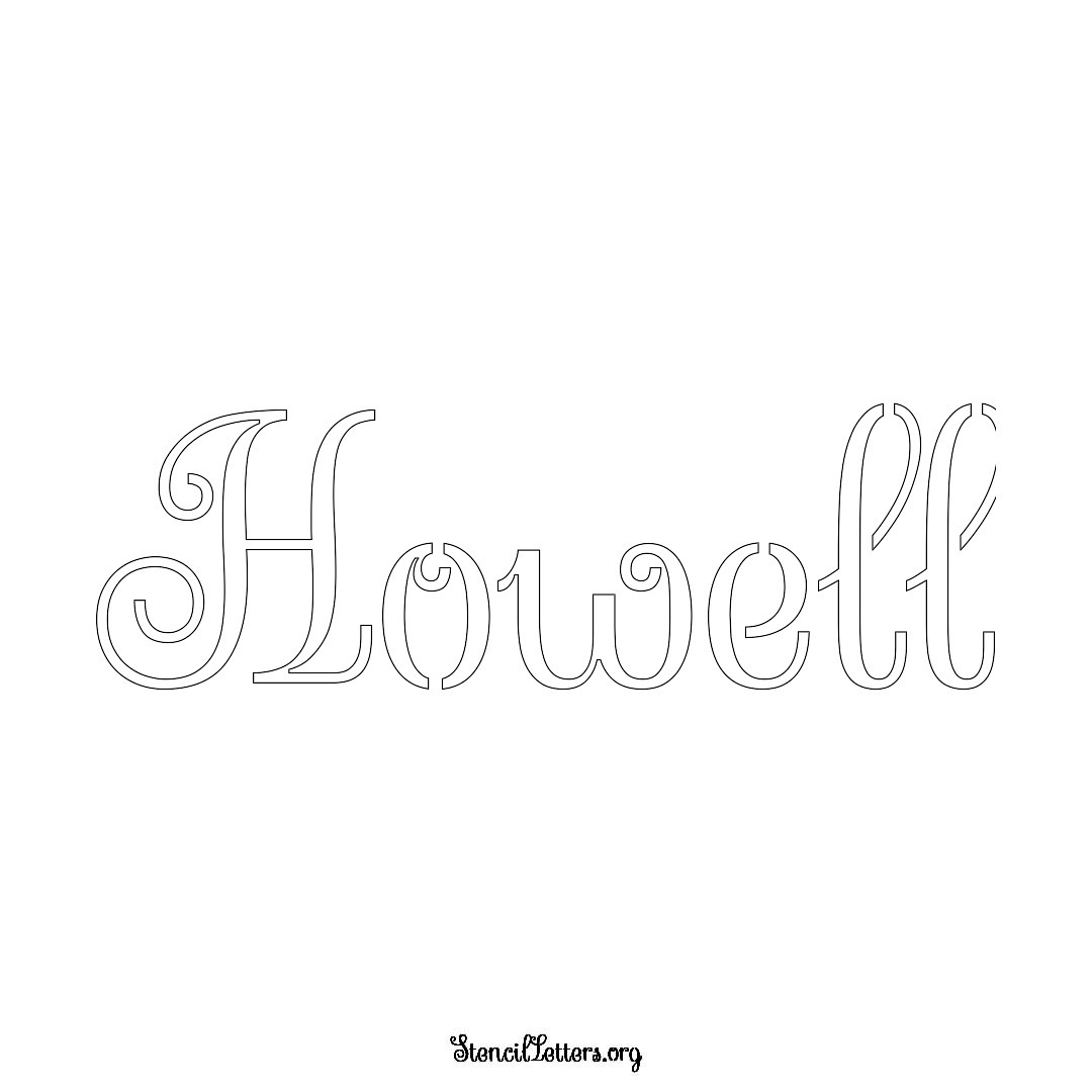 Howell name stencil in Ornamental Cursive Lettering