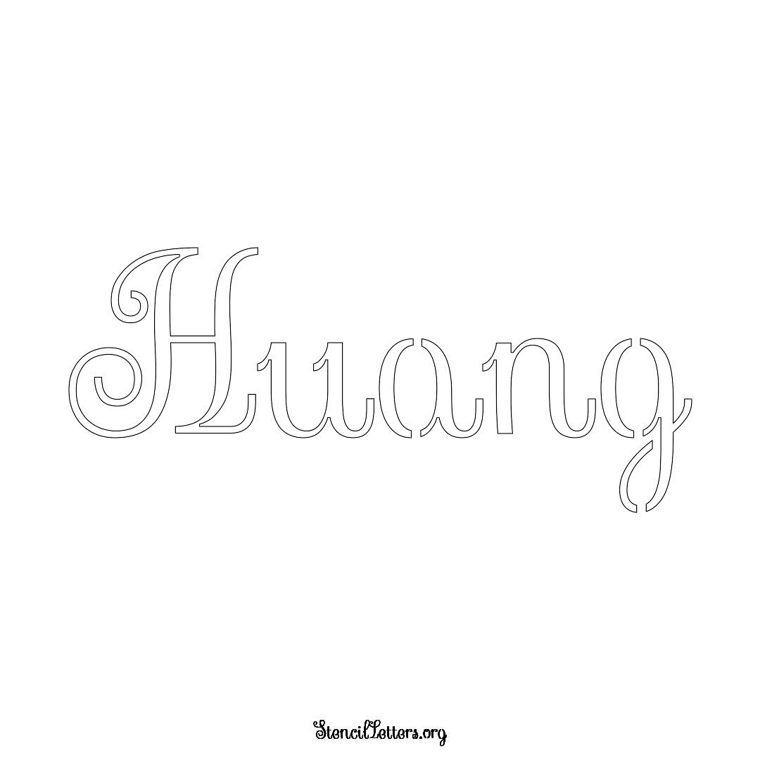 Huang name stencil in Ornamental Cursive Lettering