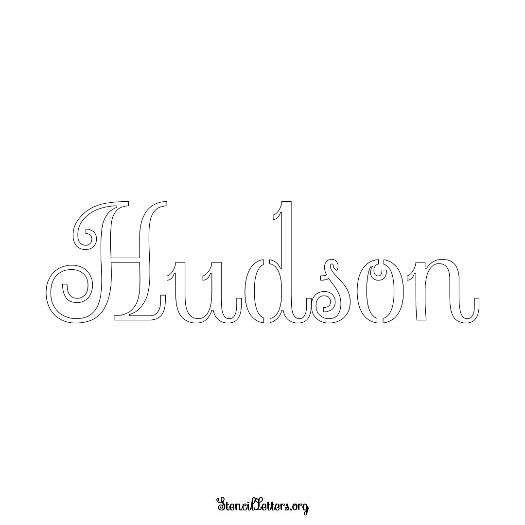 Hudson name stencil in Ornamental Cursive Lettering