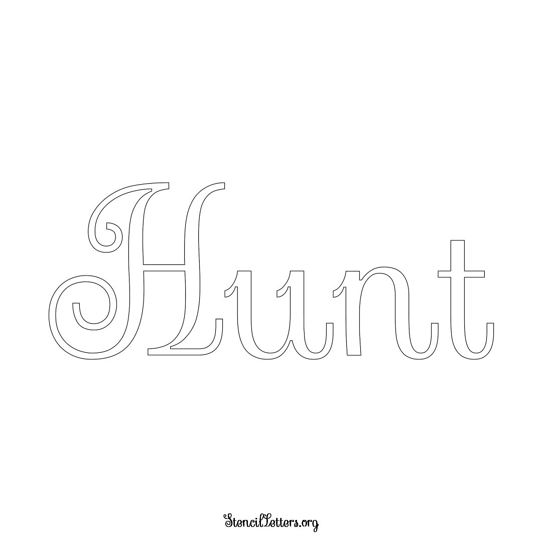 Hunt name stencil in Ornamental Cursive Lettering