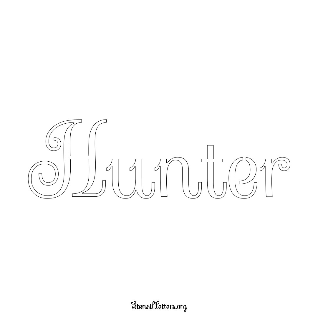 Hunter name stencil in Ornamental Cursive Lettering