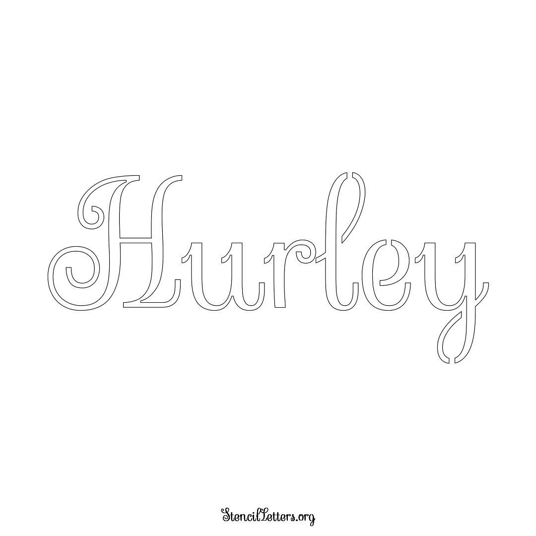 Hurley name stencil in Ornamental Cursive Lettering