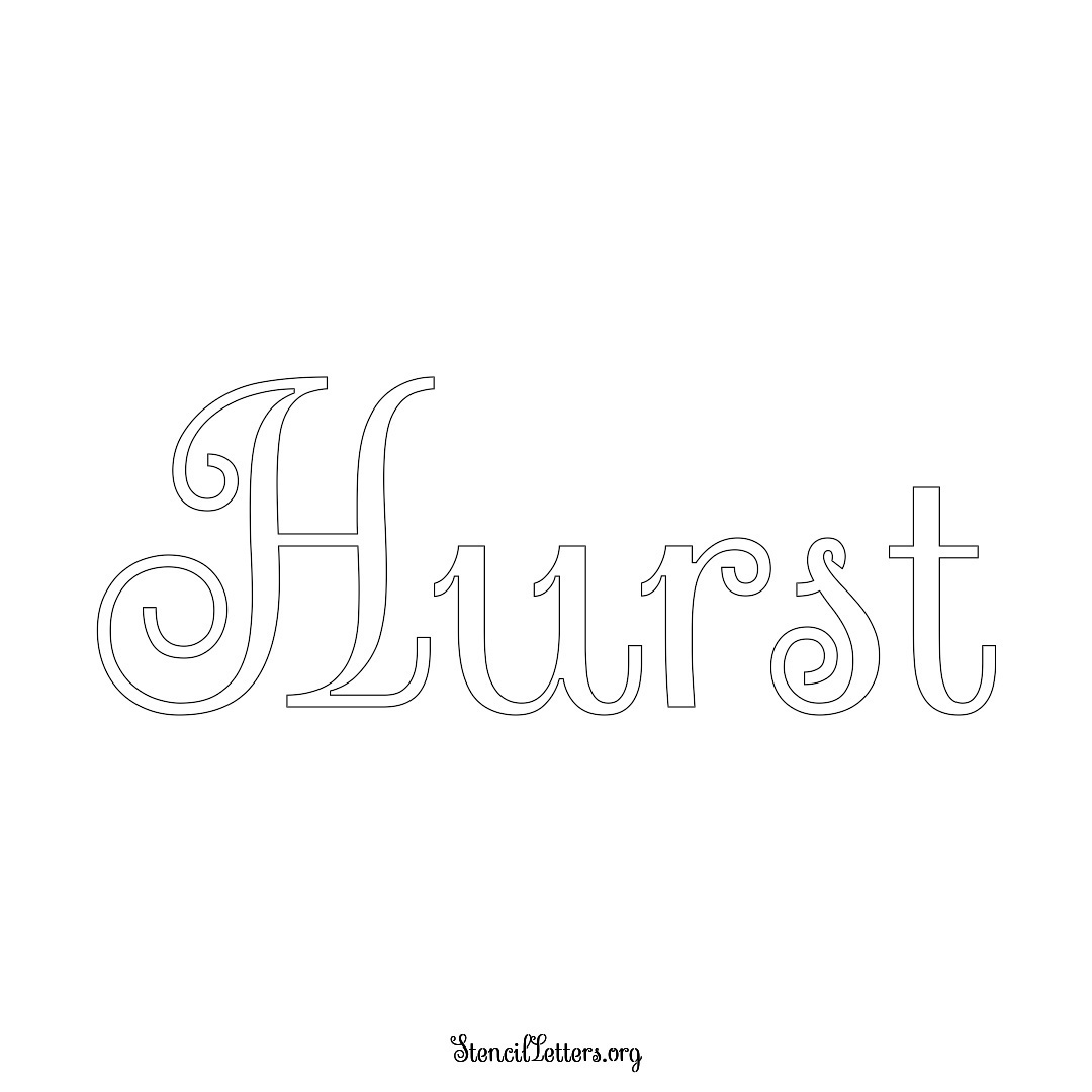 Hurst name stencil in Ornamental Cursive Lettering