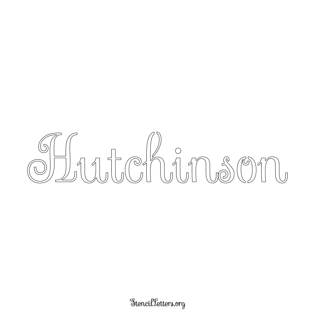 Hutchinson name stencil in Ornamental Cursive Lettering