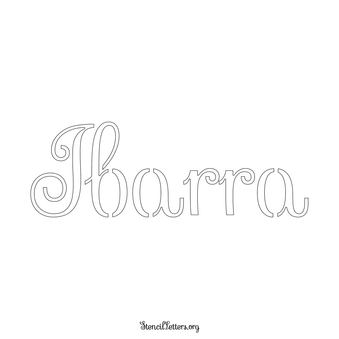 Ibarra name stencil in Ornamental Cursive Lettering