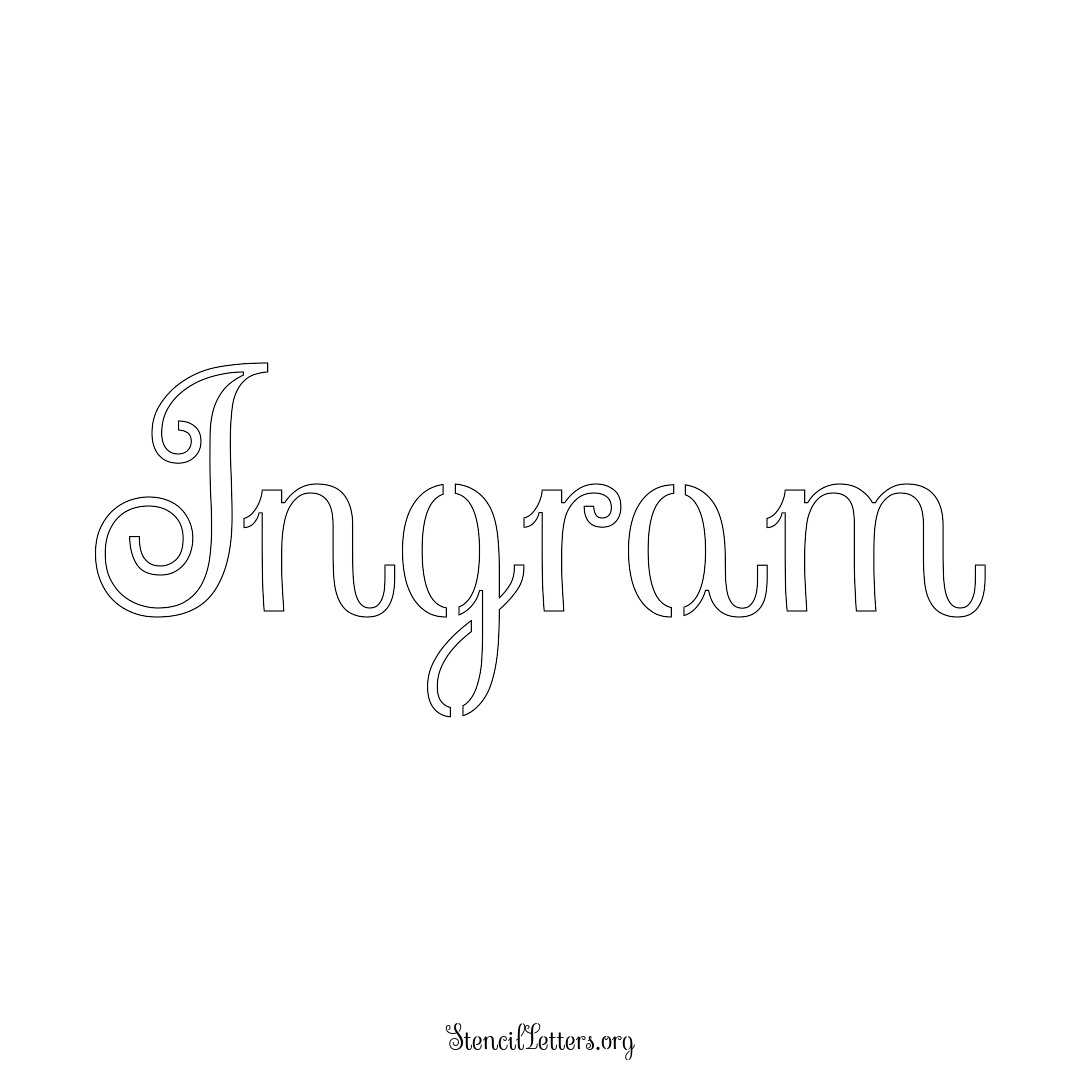 Ingram name stencil in Ornamental Cursive Lettering