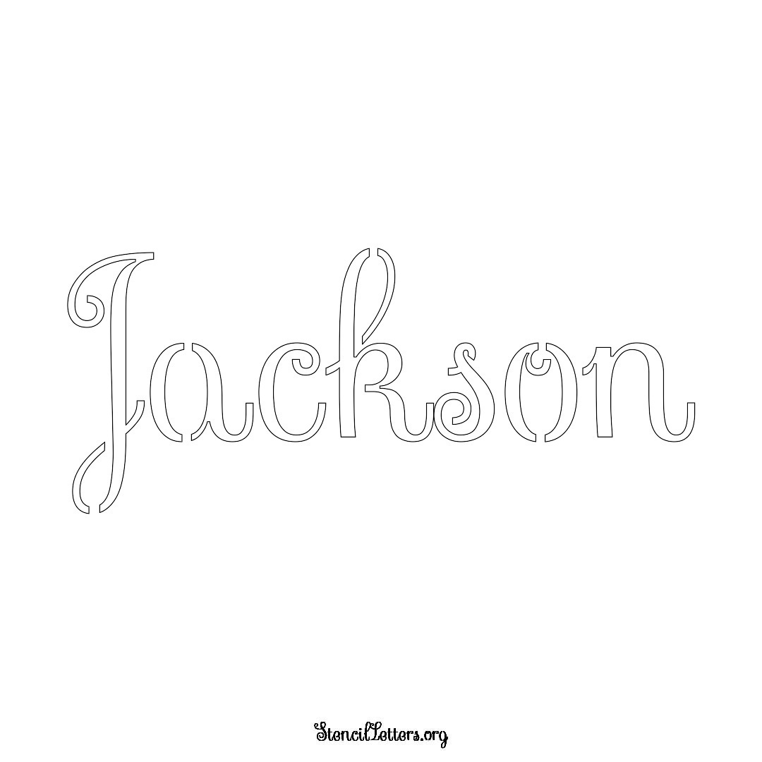 Jackson name stencil in Ornamental Cursive Lettering