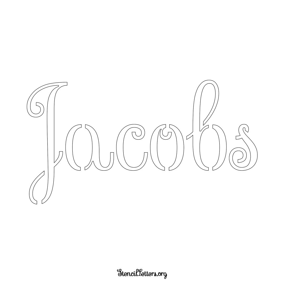 Jacobs name stencil in Ornamental Cursive Lettering