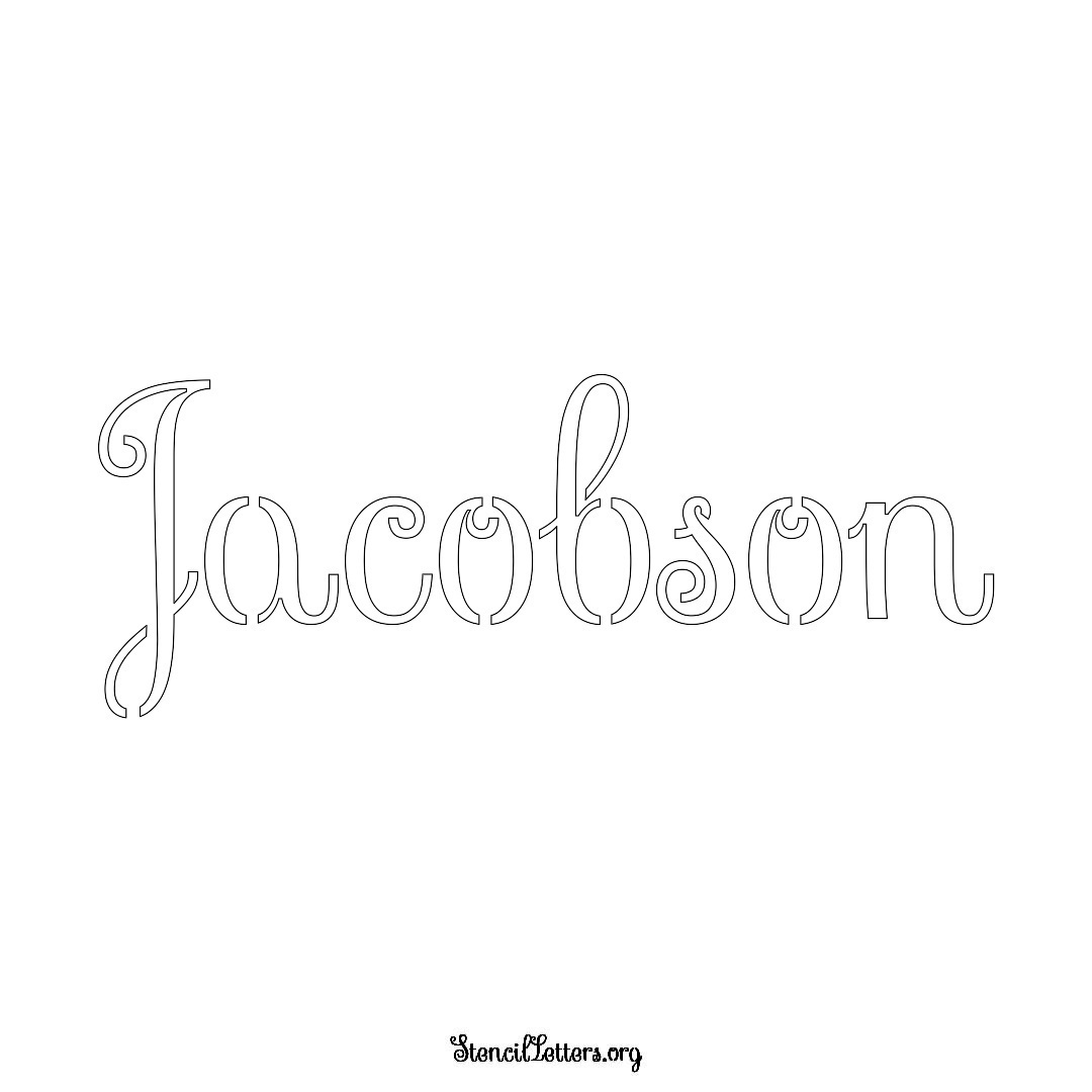 Jacobson name stencil in Ornamental Cursive Lettering
