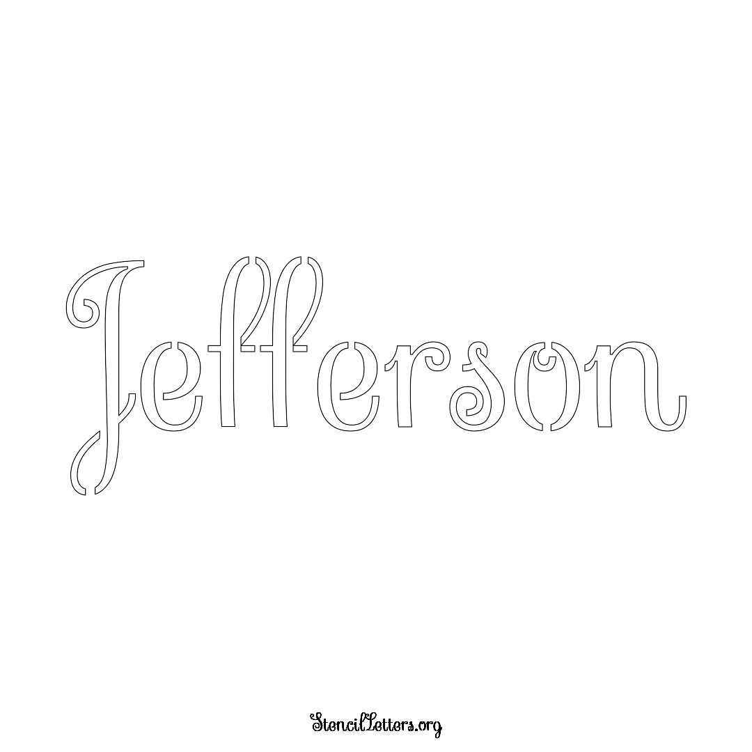 Jefferson name stencil in Ornamental Cursive Lettering