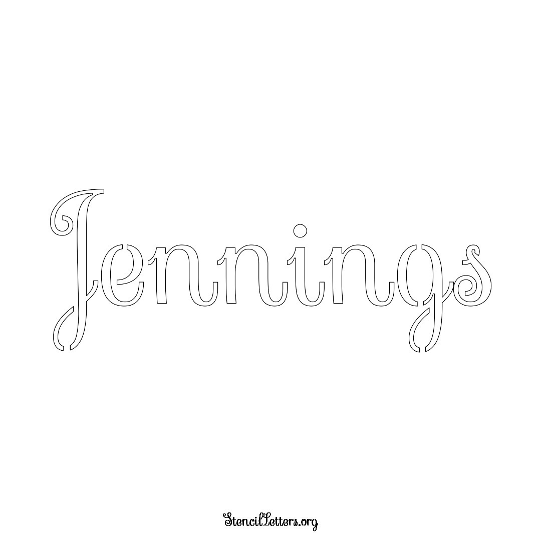 Jennings name stencil in Ornamental Cursive Lettering