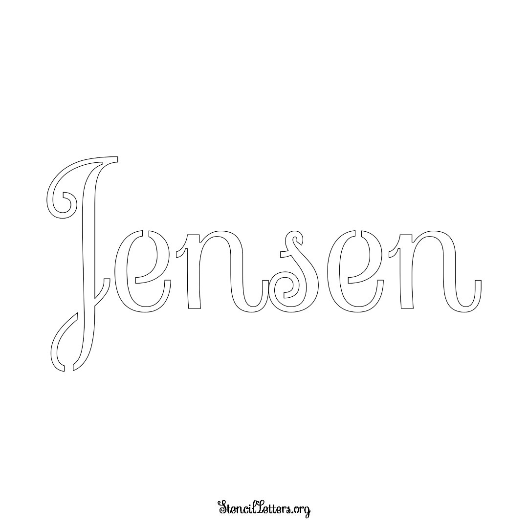 Jensen name stencil in Ornamental Cursive Lettering