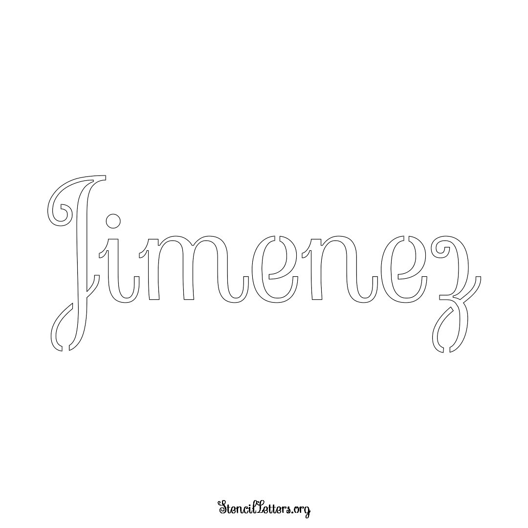 Jimenez name stencil in Ornamental Cursive Lettering