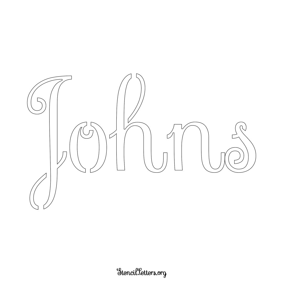 Johns name stencil in Ornamental Cursive Lettering