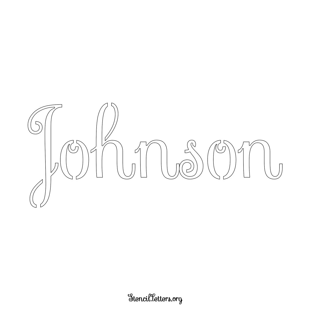 Johnson name stencil in Ornamental Cursive Lettering