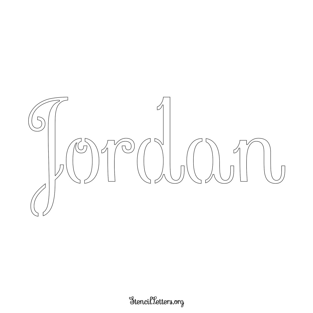 Jordan name stencil in Ornamental Cursive Lettering