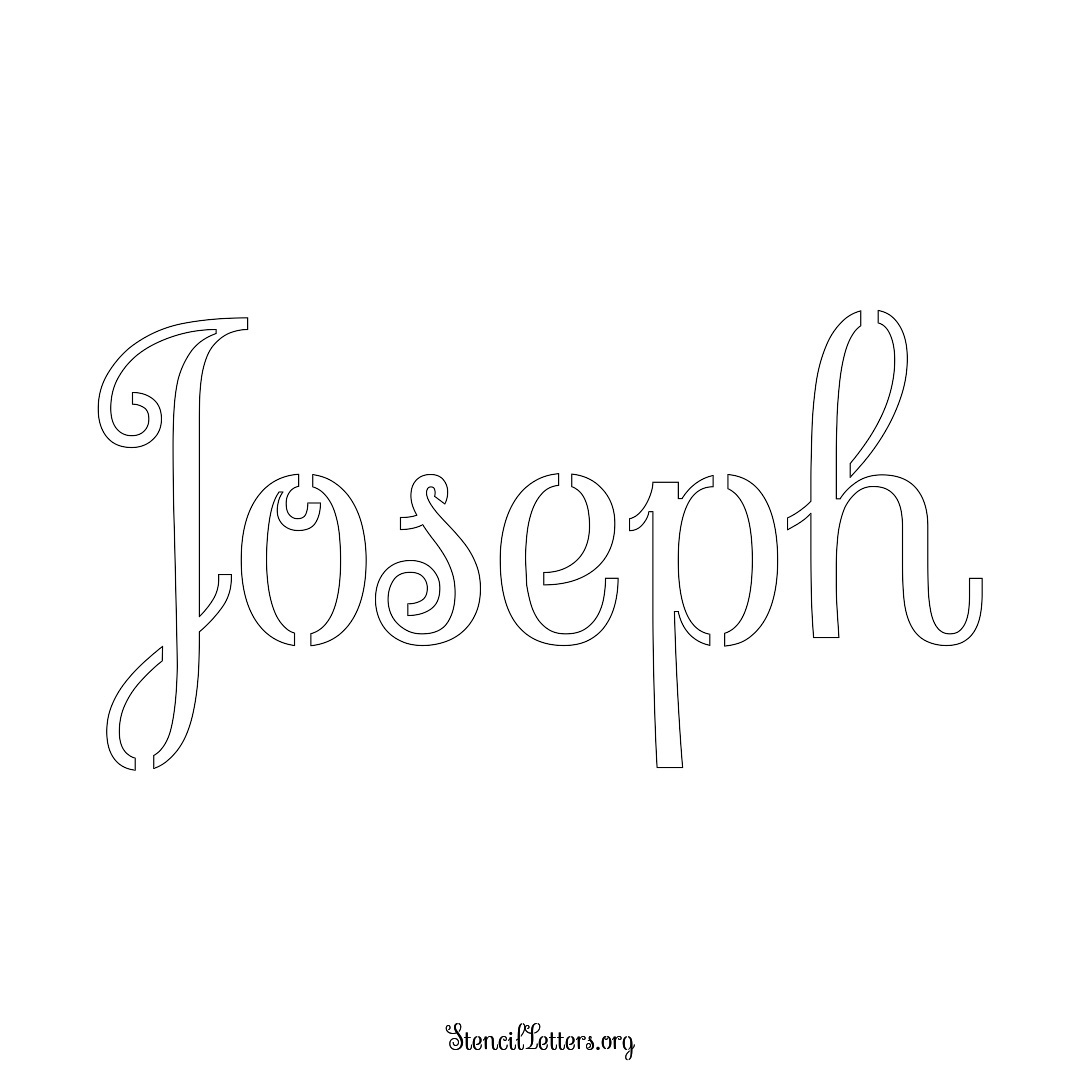 Joseph name stencil in Ornamental Cursive Lettering