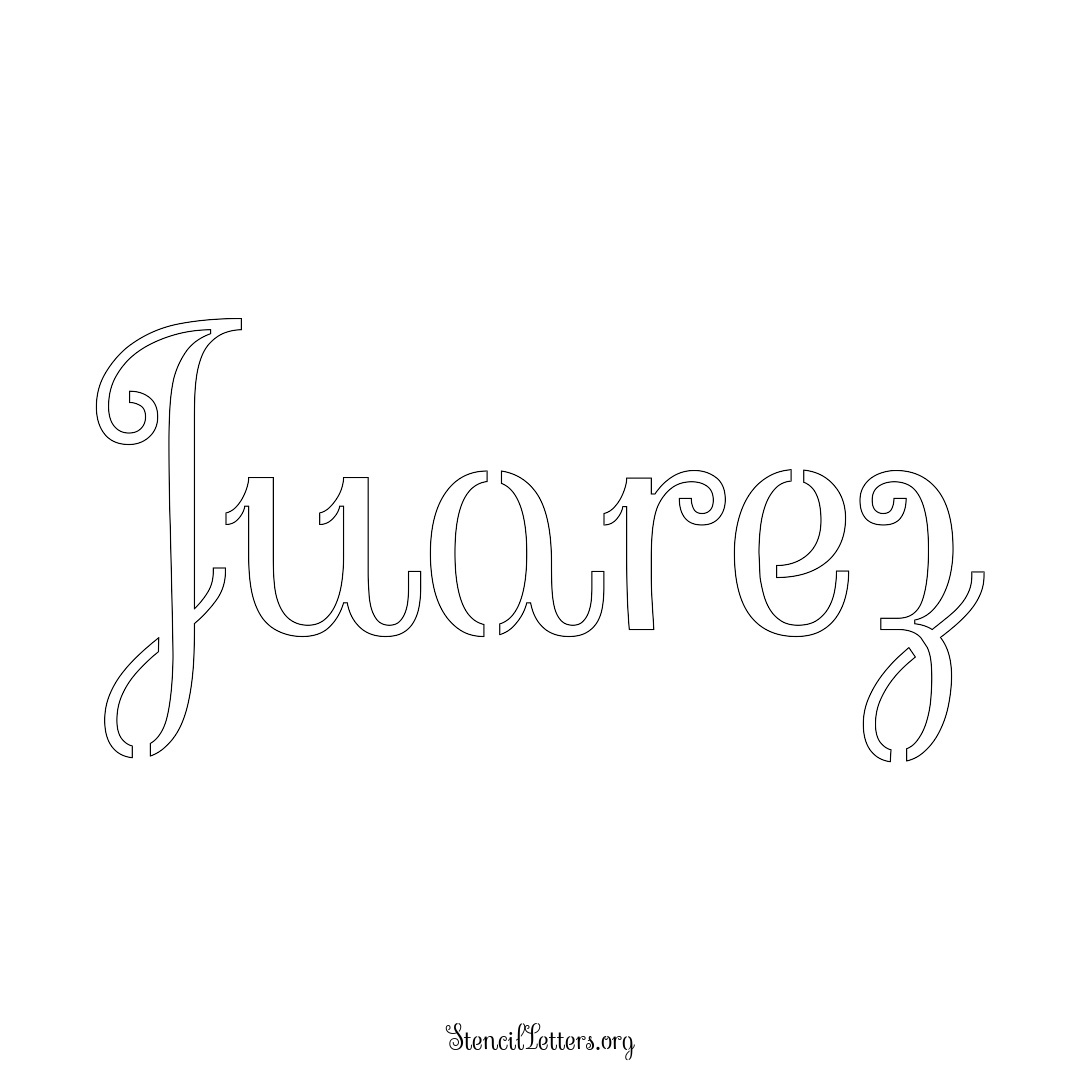 Juarez name stencil in Ornamental Cursive Lettering