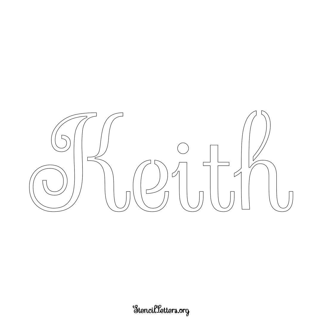 Keith name stencil in Ornamental Cursive Lettering