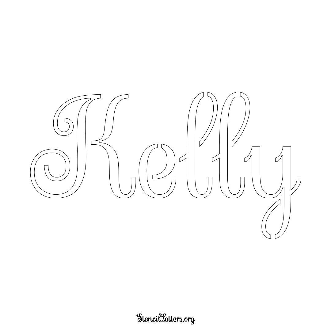 Kelly name stencil in Ornamental Cursive Lettering