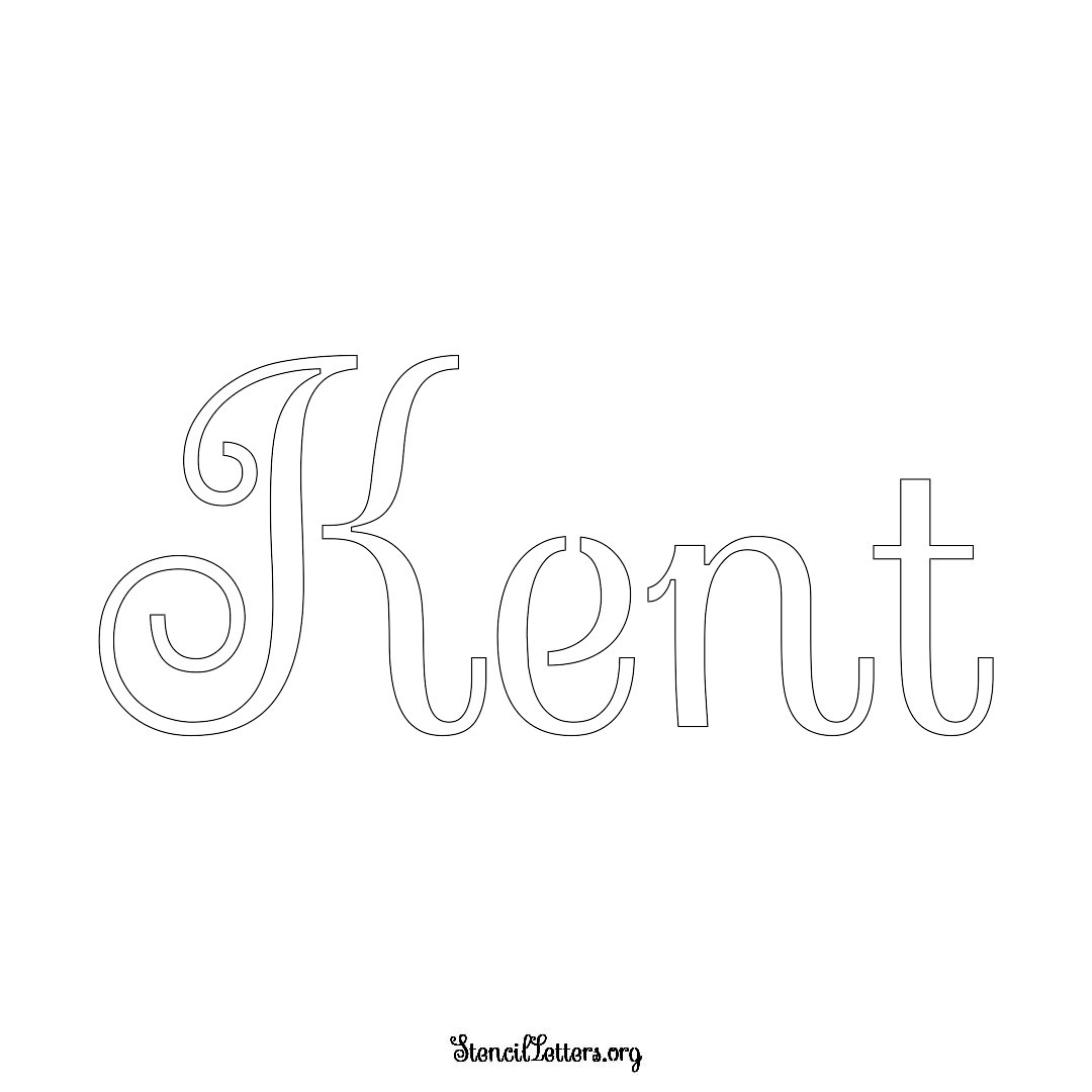 Kent name stencil in Ornamental Cursive Lettering