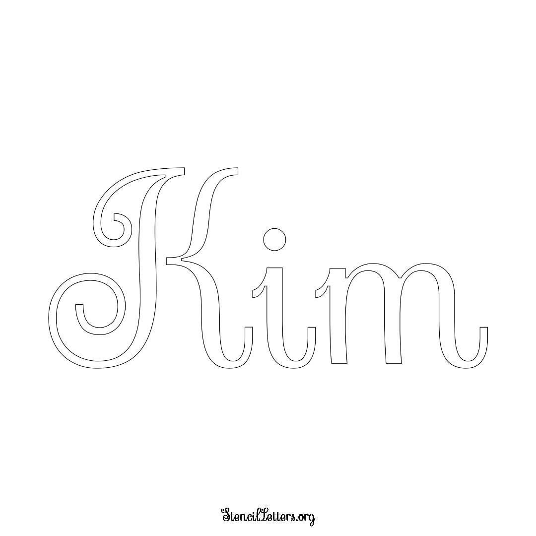 Kim name stencil in Ornamental Cursive Lettering