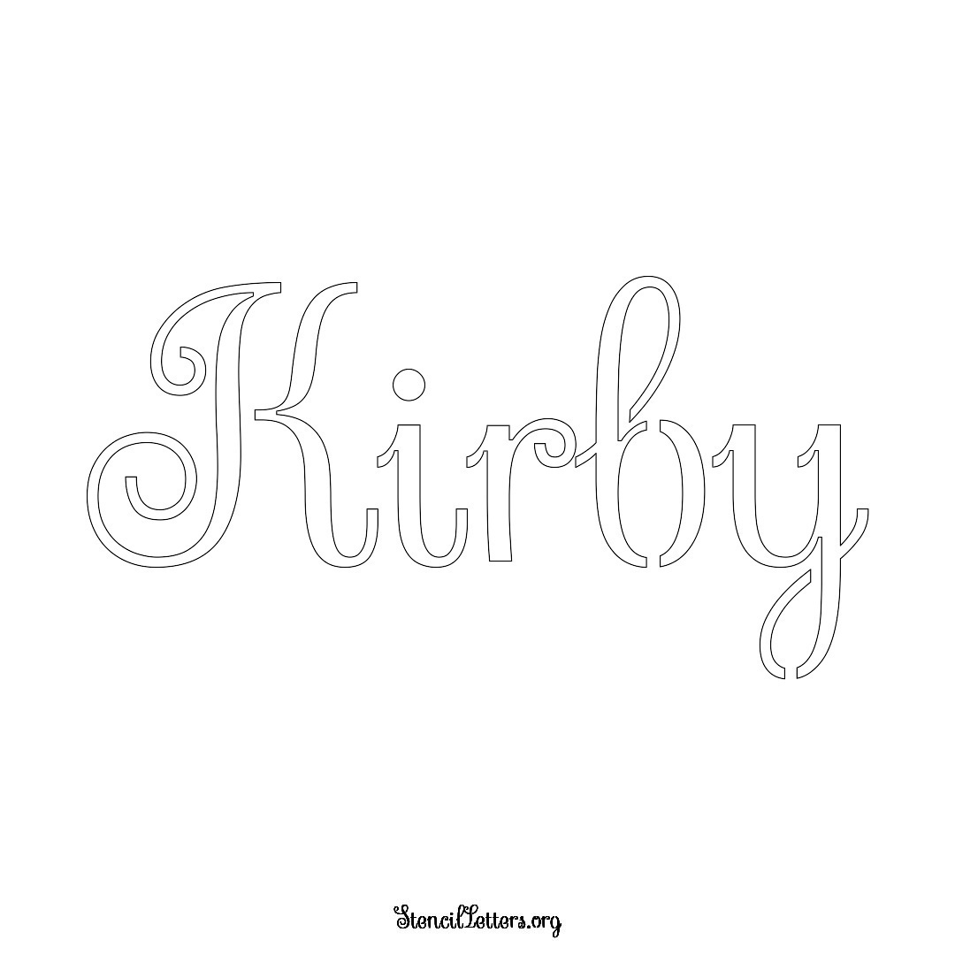 Kirby name stencil in Ornamental Cursive Lettering