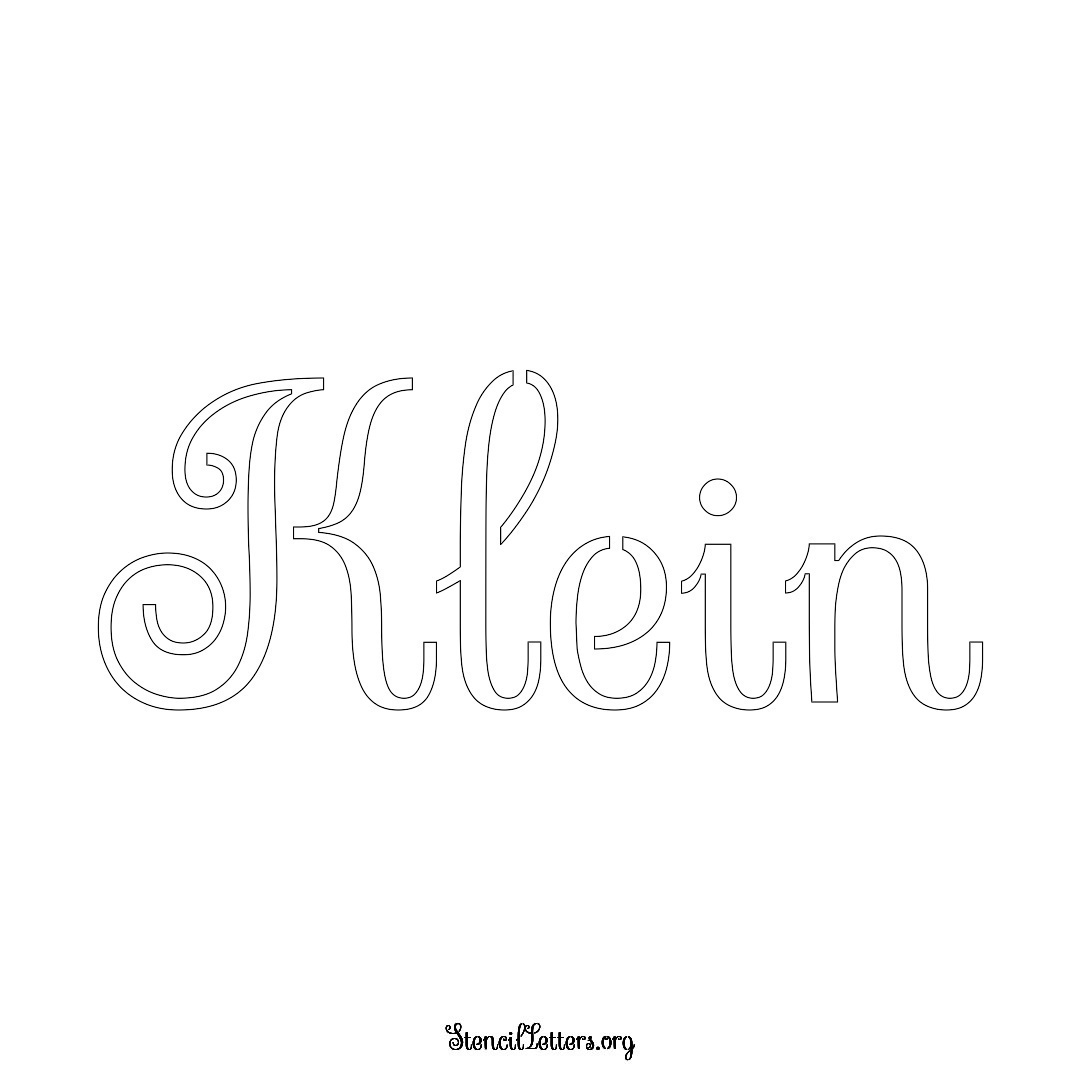 Klein name stencil in Ornamental Cursive Lettering