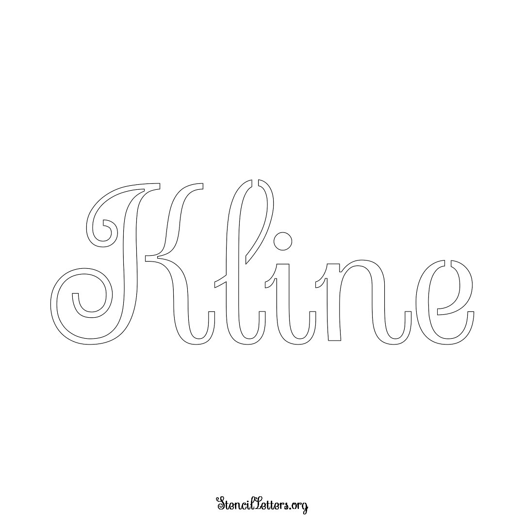 Kline name stencil in Ornamental Cursive Lettering