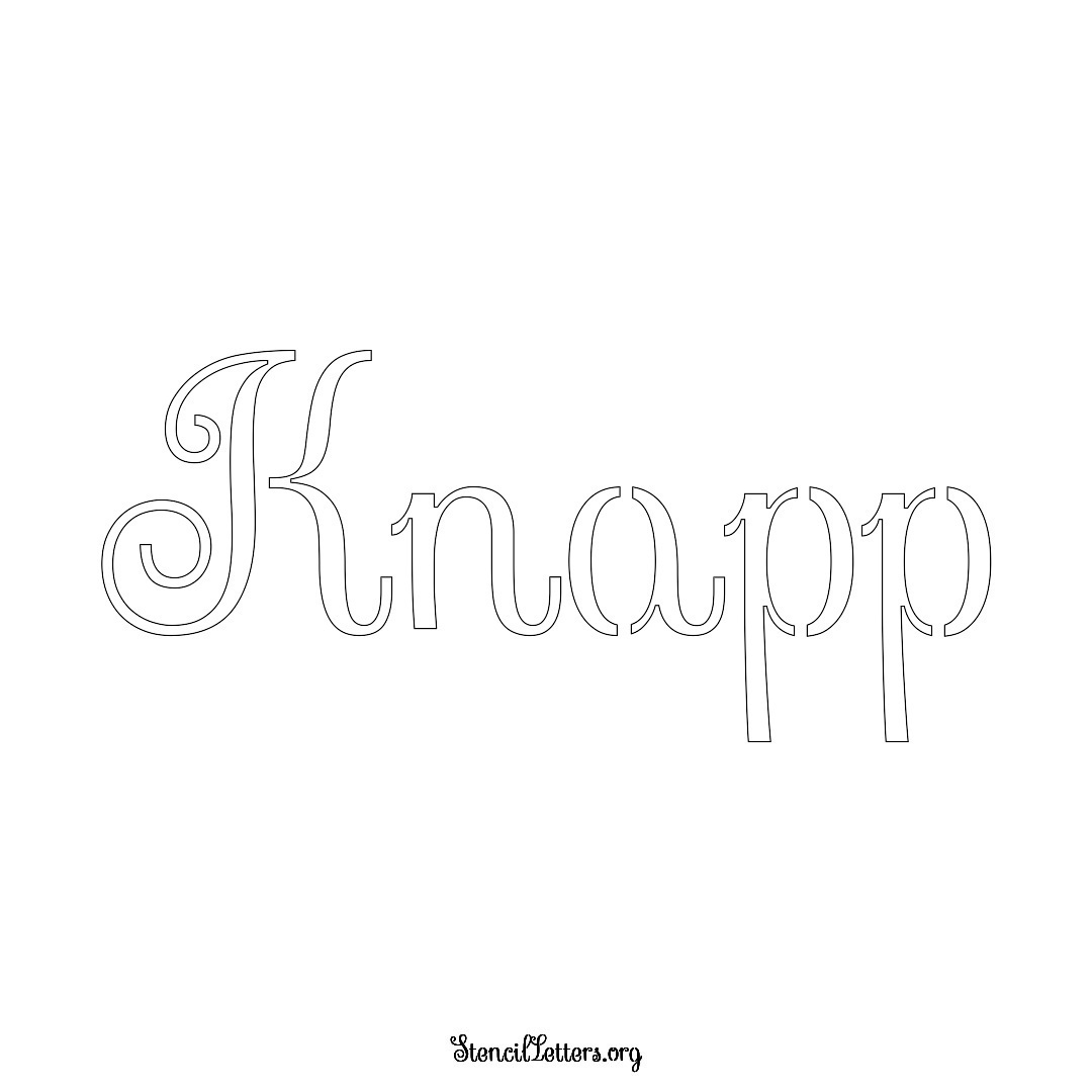 Knapp name stencil in Ornamental Cursive Lettering