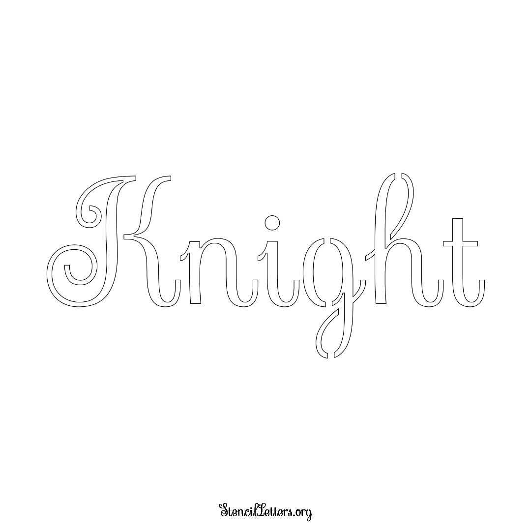 Knight name stencil in Ornamental Cursive Lettering