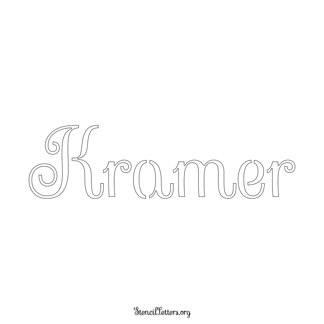 Kramer name stencil in Ornamental Cursive Lettering