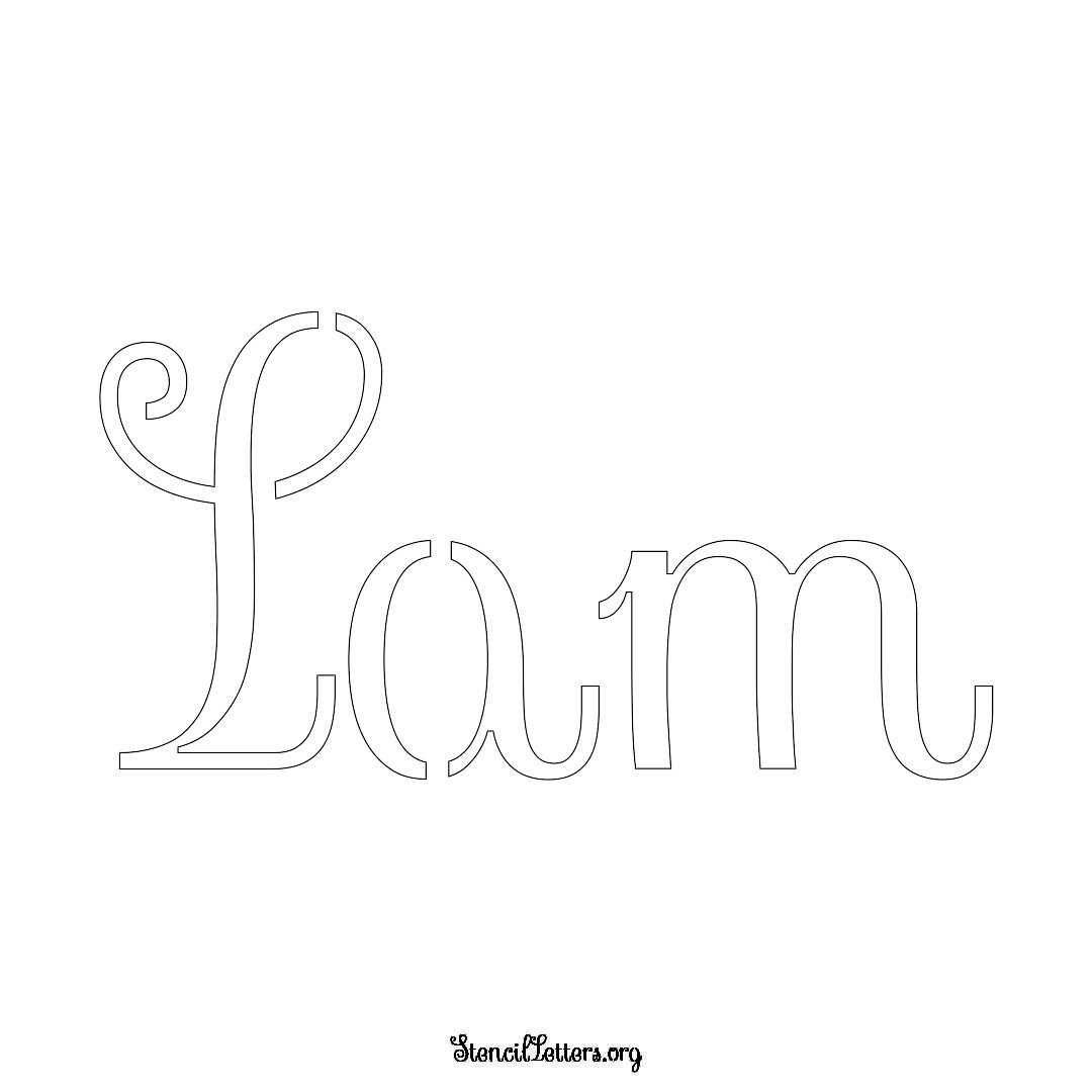 Lam name stencil in Ornamental Cursive Lettering