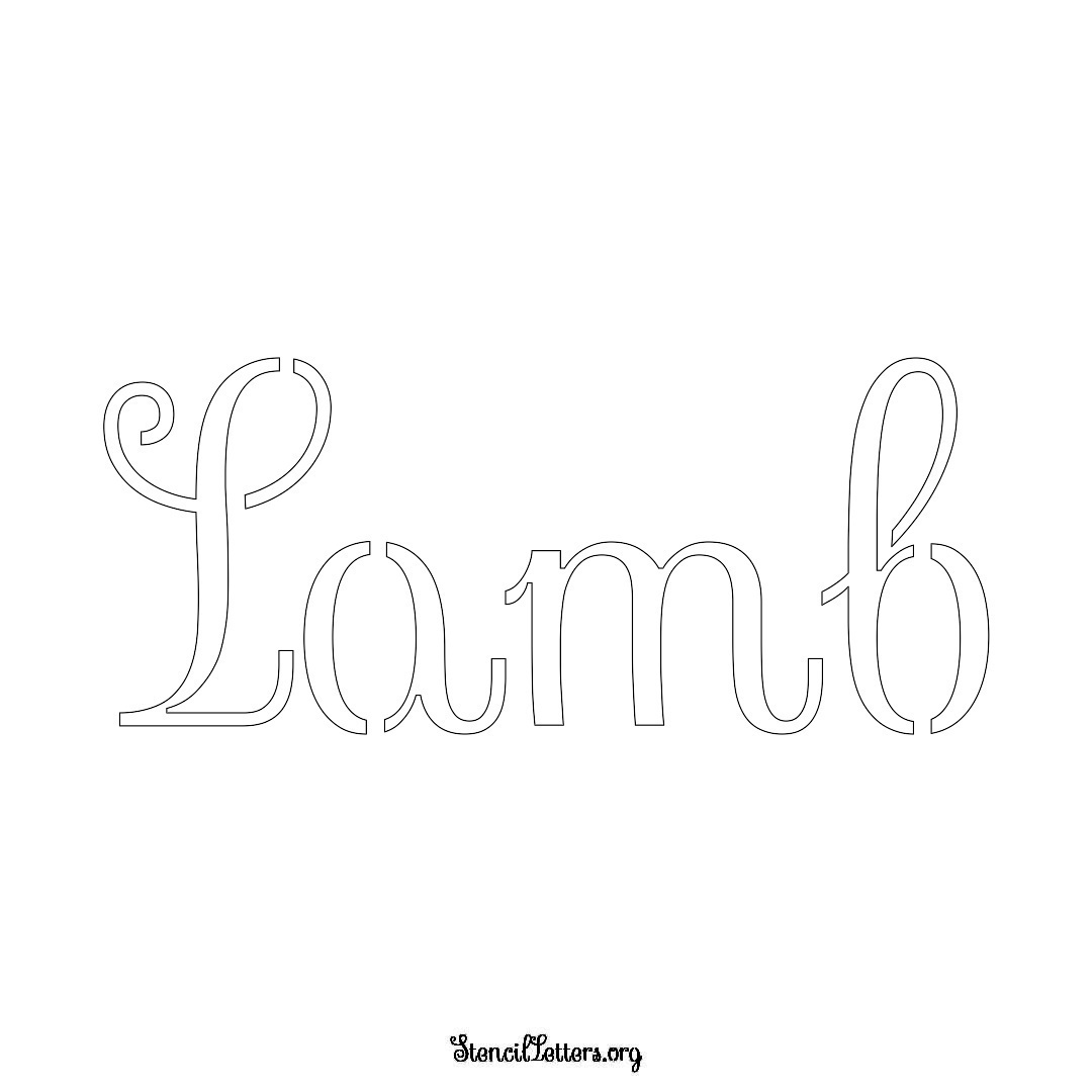 Lamb name stencil in Ornamental Cursive Lettering