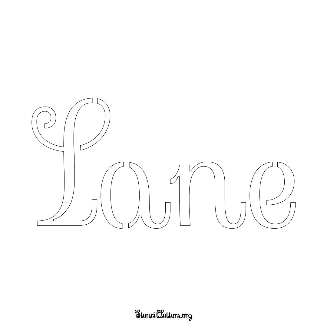 Lane name stencil in Ornamental Cursive Lettering