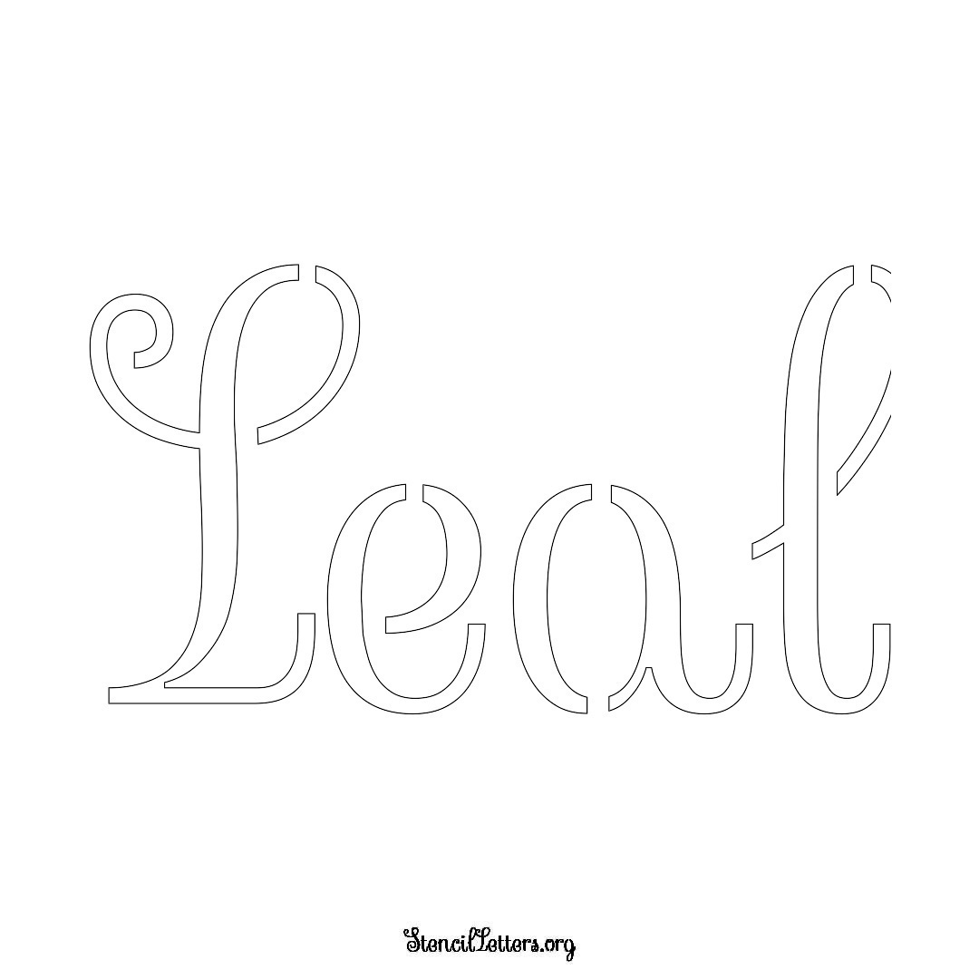 Leal name stencil in Ornamental Cursive Lettering