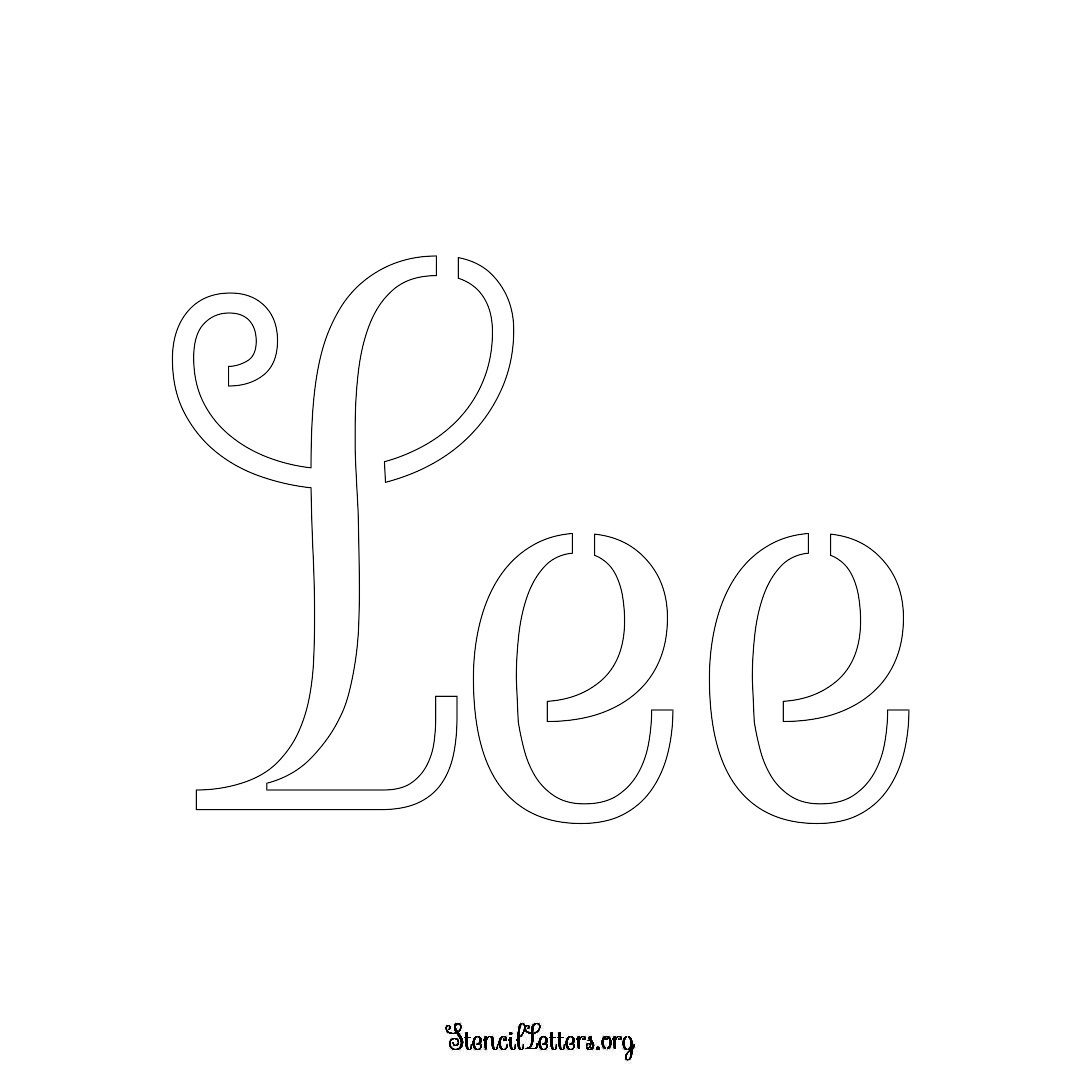 Lee name stencil in Ornamental Cursive Lettering