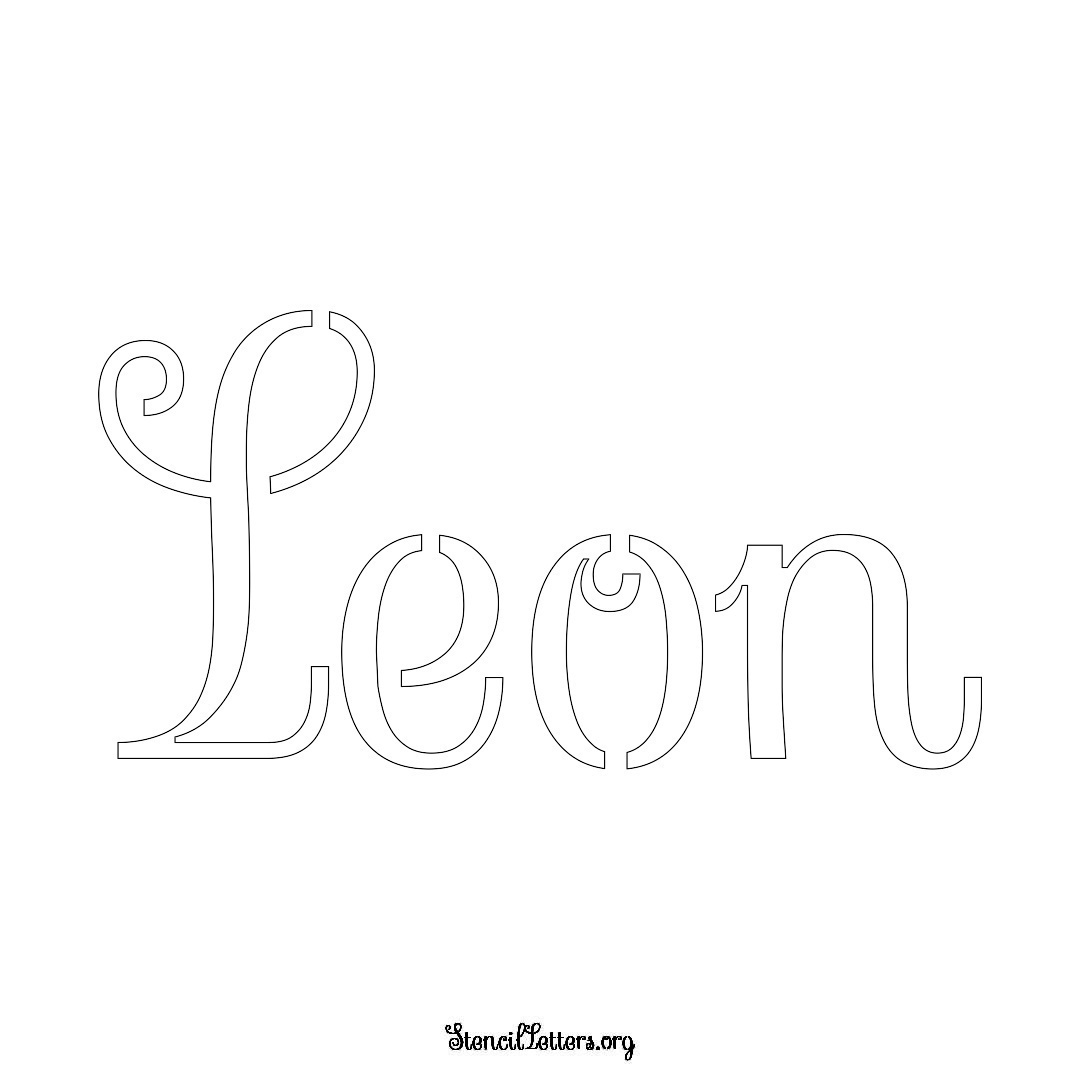 Leon name stencil in Ornamental Cursive Lettering