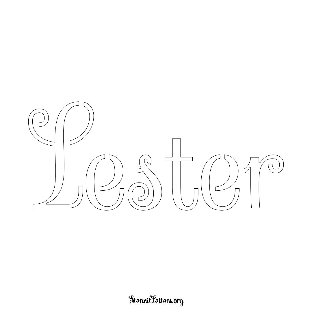 Lester name stencil in Ornamental Cursive Lettering