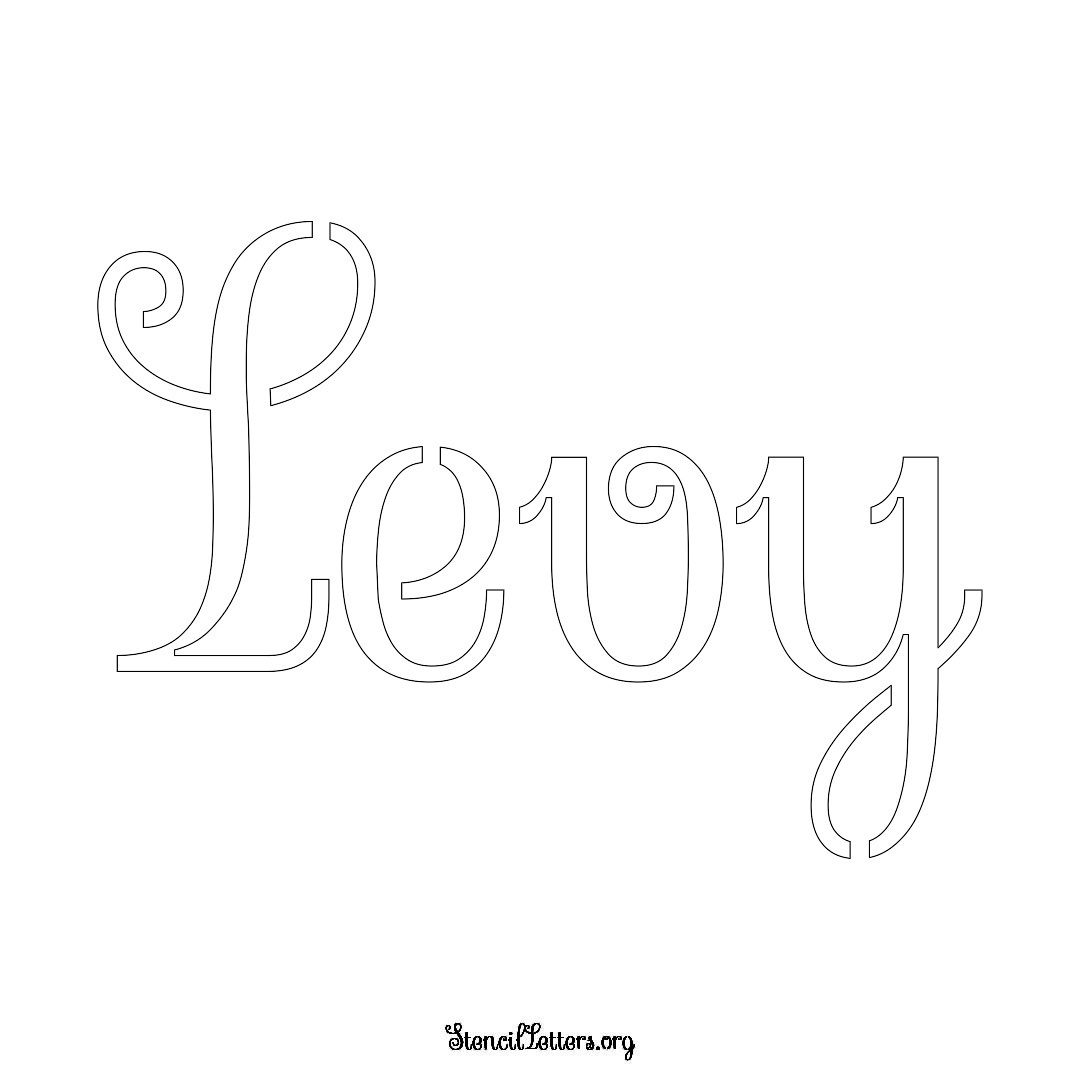 Levy name stencil in Ornamental Cursive Lettering