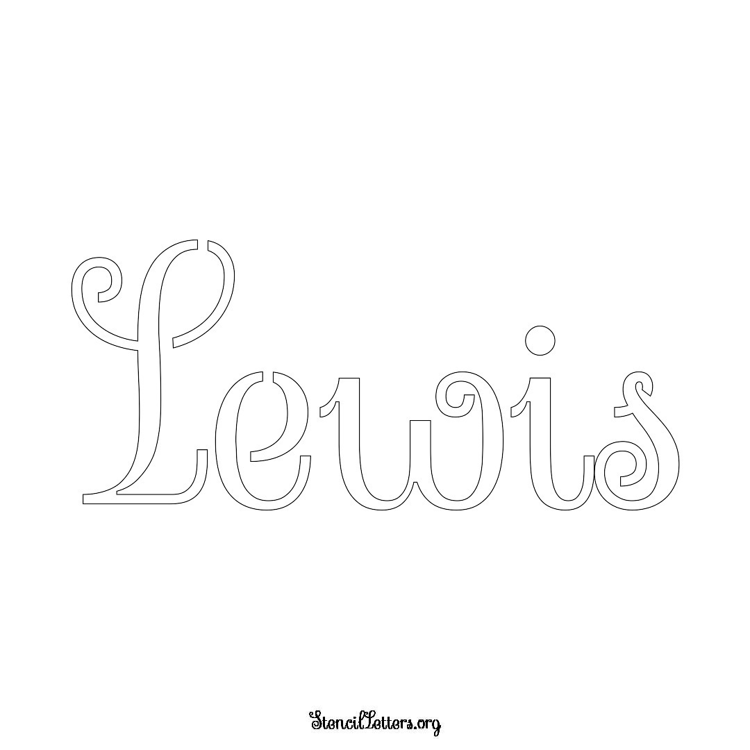 Lewis name stencil in Ornamental Cursive Lettering