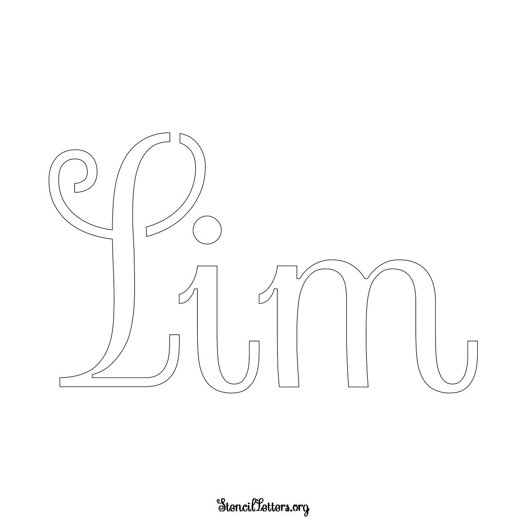 Lim name stencil in Ornamental Cursive Lettering
