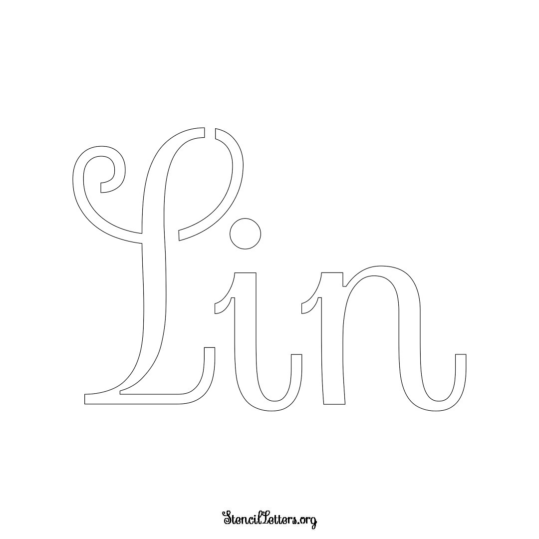 Lin name stencil in Ornamental Cursive Lettering