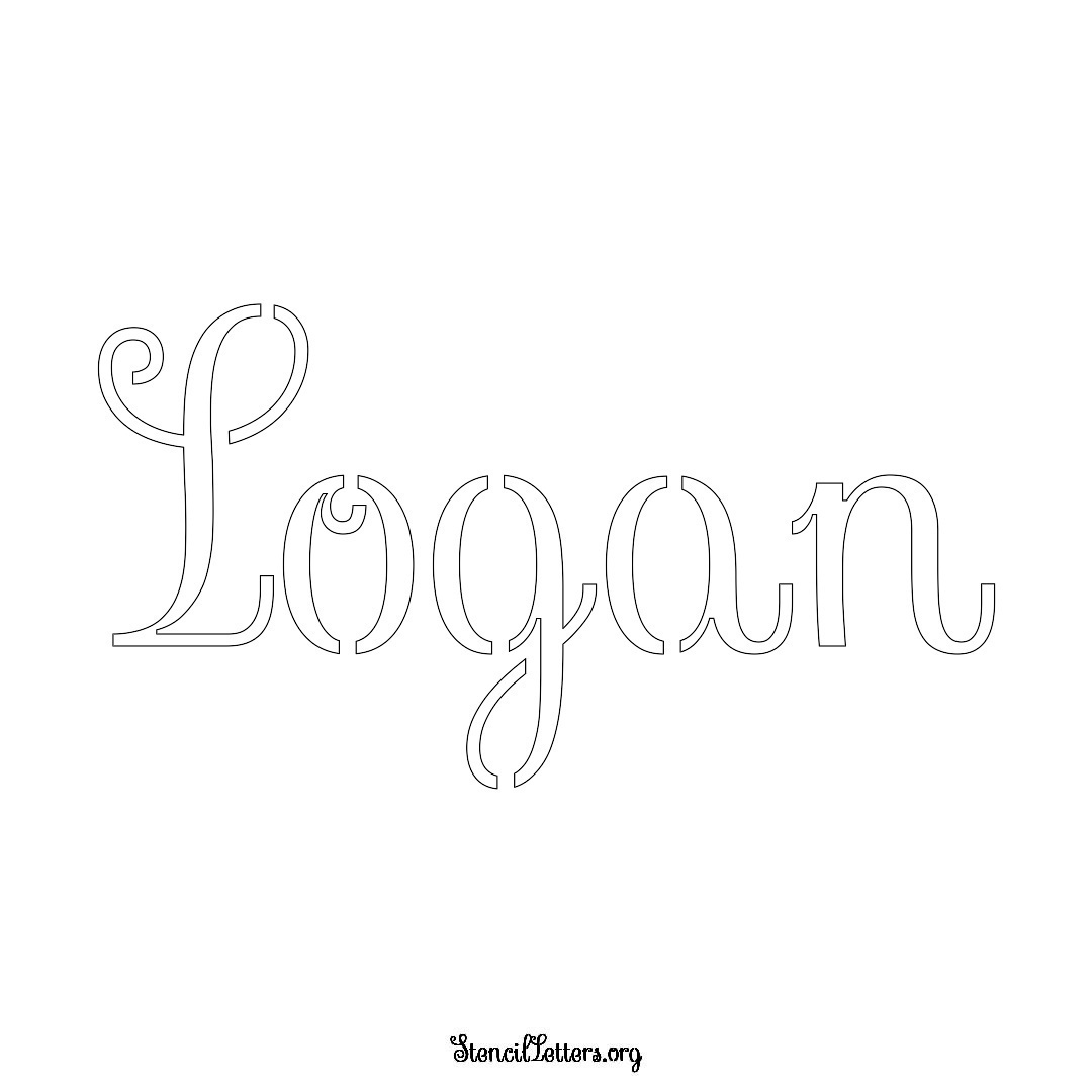 Logan name stencil in Ornamental Cursive Lettering