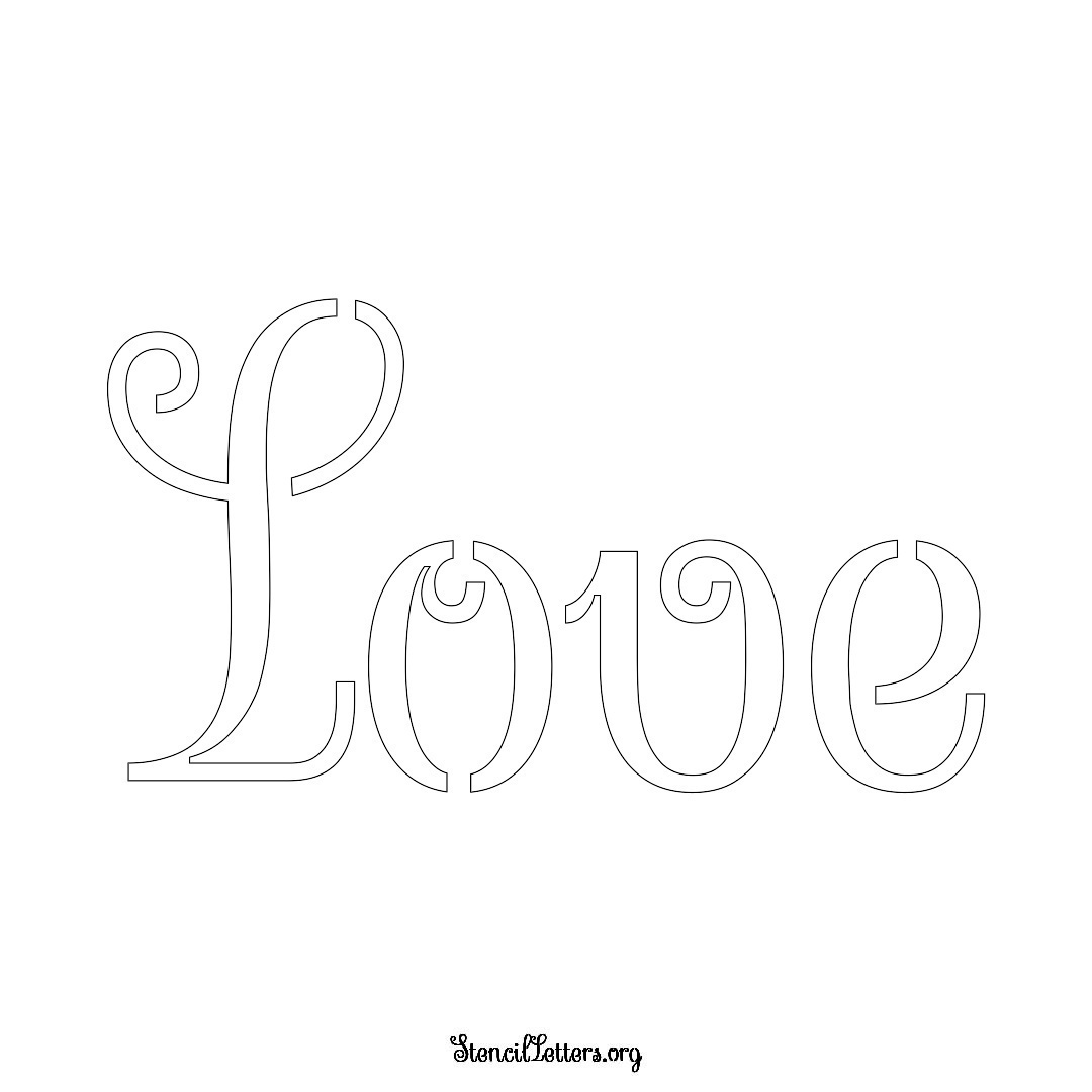 Love name stencil in Ornamental Cursive Lettering