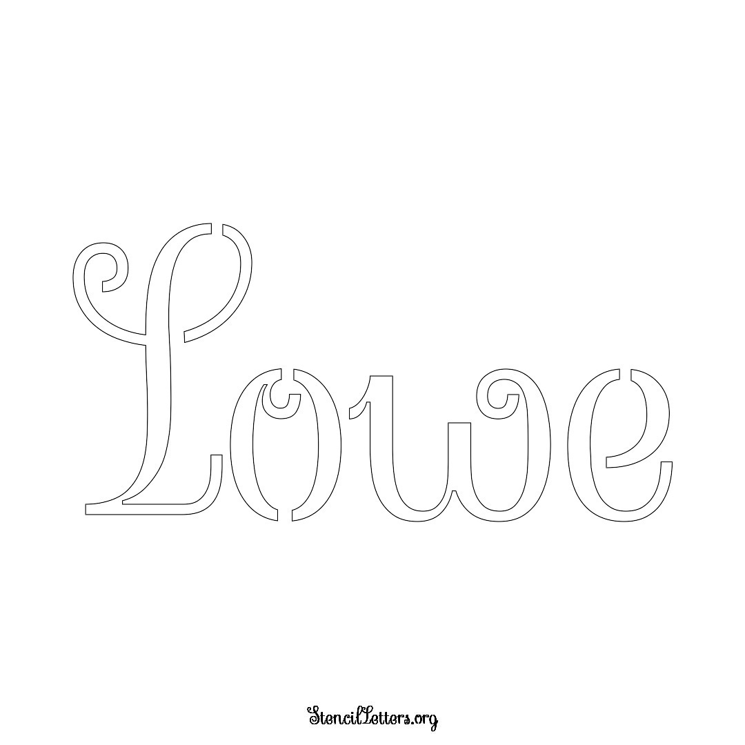Lowe name stencil in Ornamental Cursive Lettering